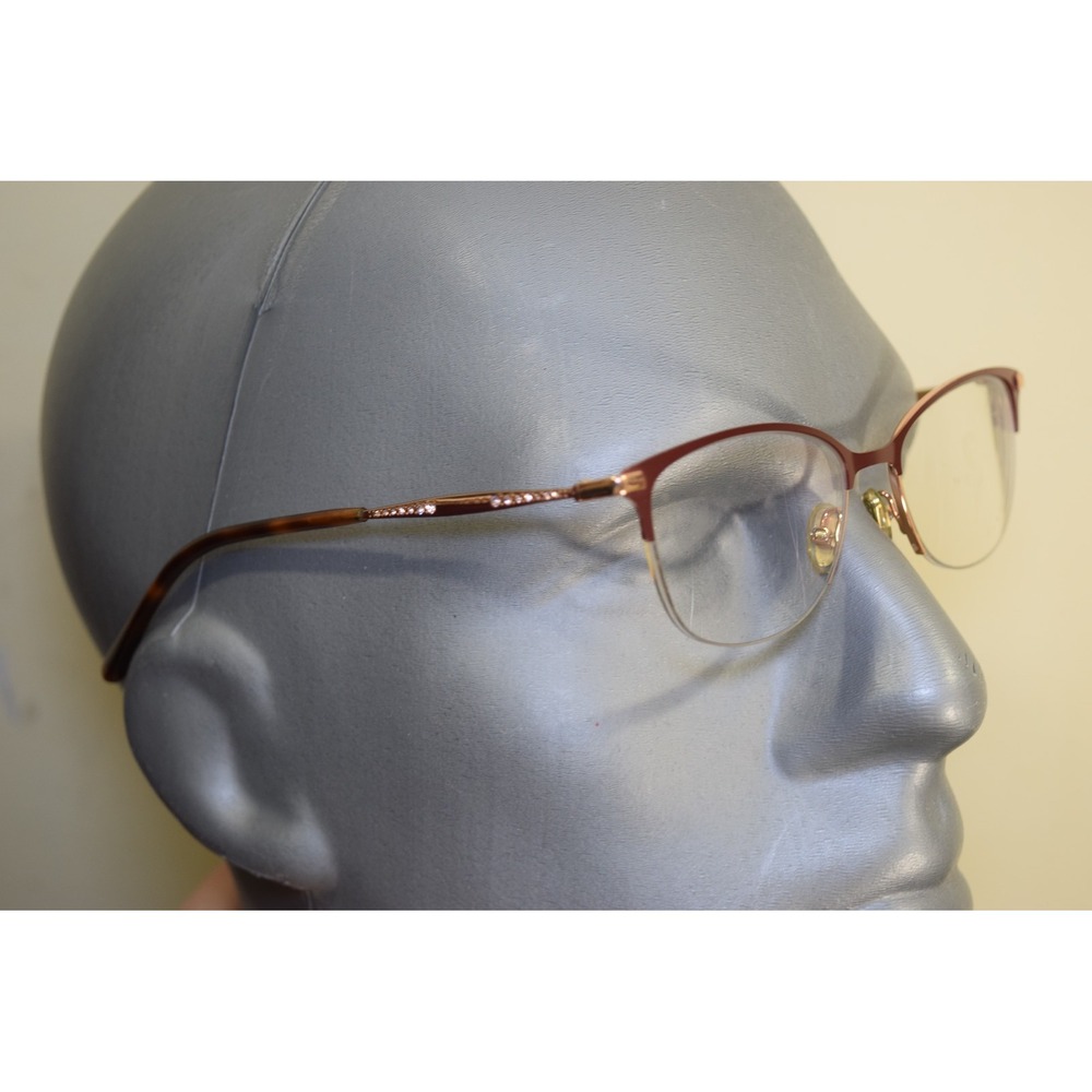 Jimmy Choo JC300 Eyeglasses Frames Gold Tortoise Cat Eye Rhinestones Half Frame